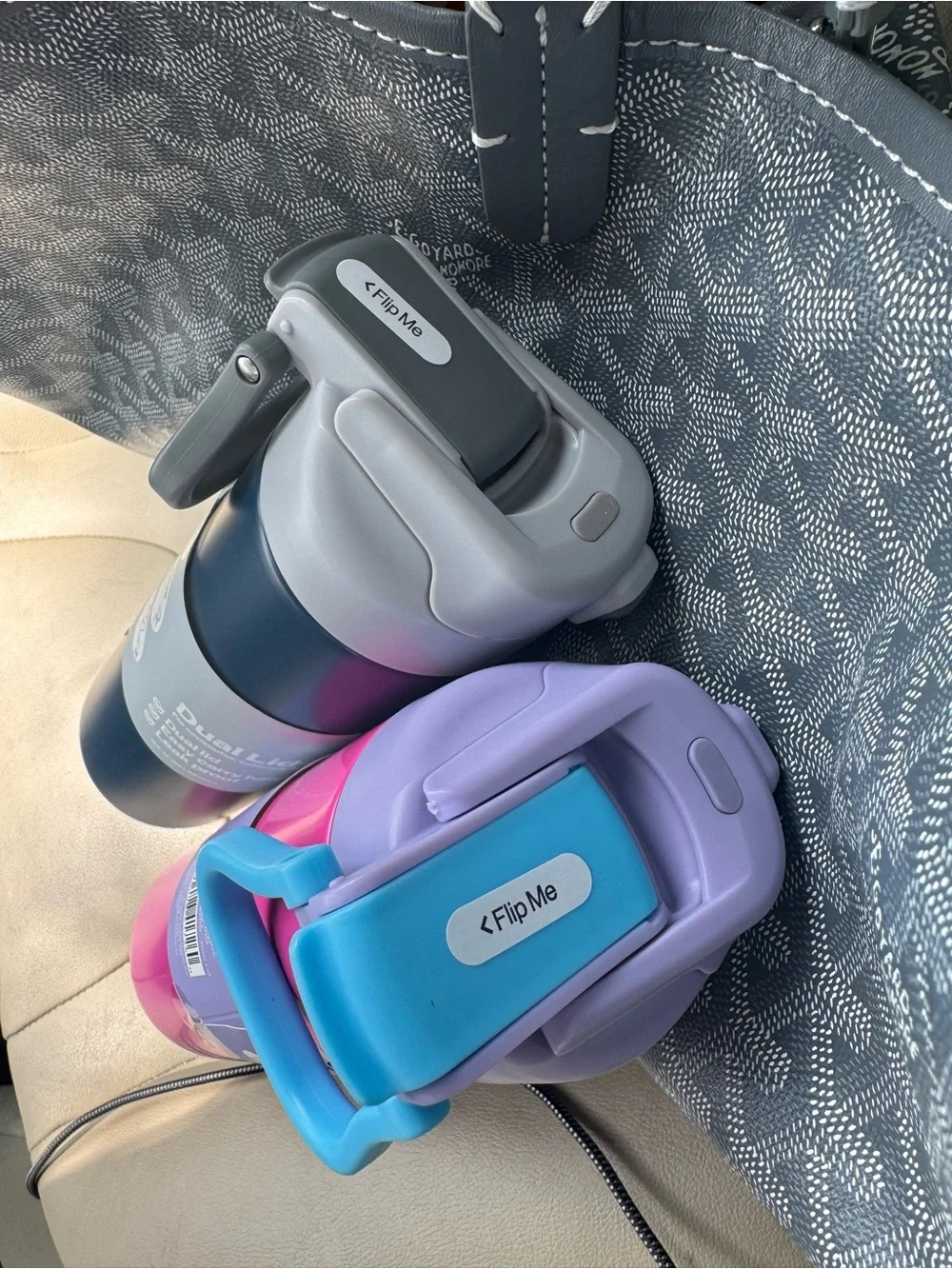 Dual Lid-Click Stainless Water Bottle - Pink & Navy